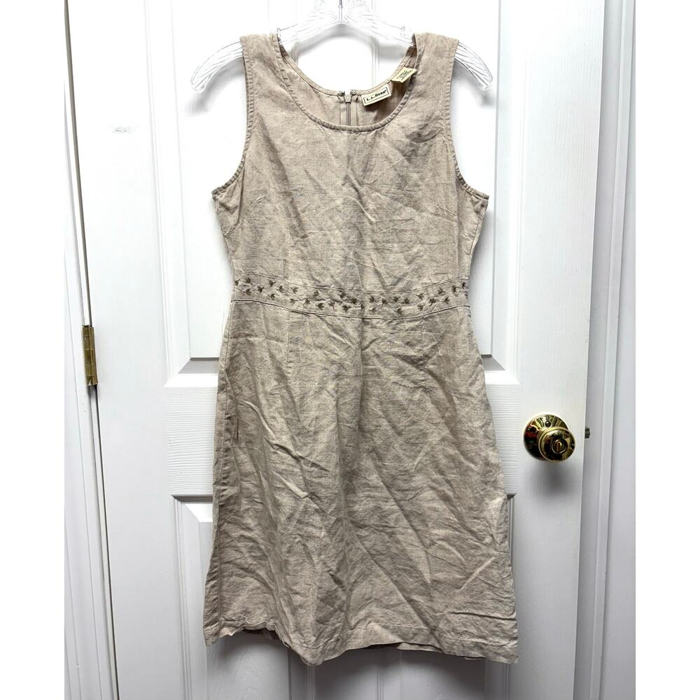 LL Bean Dress Linen Fit Flare
Embroidered, Sleeveless Women's Size 6